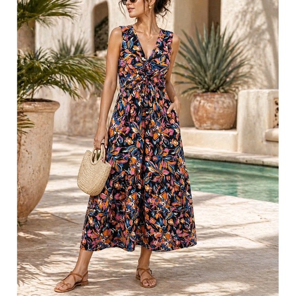 French Connection Dresses & Skirts - French Connection Summer Maxi Dress XS Floral Twist Front Sleeveless NWT